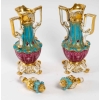 Paire de flacons orientaux en porcelaine signé JP, fin XIXème siècle | Biron Paire de flacons orientaux en porcelaine signé JP, fin XIXème siècle