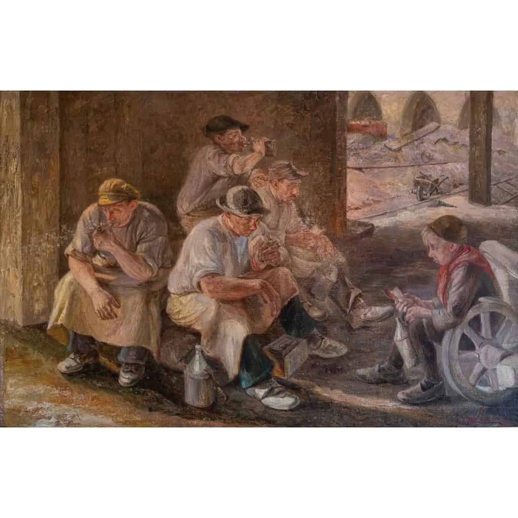 Grand tableau de JOSEPH LACASSE (1894-1975) « Le dîner des carriers au pays blanc » | Biron |||||||
