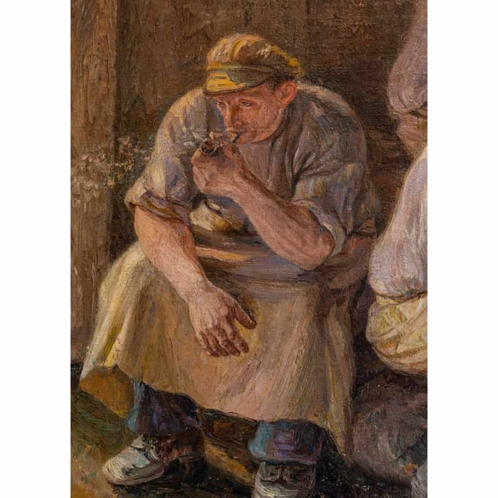 Grand tableau de JOSEPH LACASSE (1894-1975) « Le dîner des carriers au pays blanc » | Biron Grand tableau de JOSEPH LACASSE (1894-1975) "Le dîner des carriers au pays blanc"