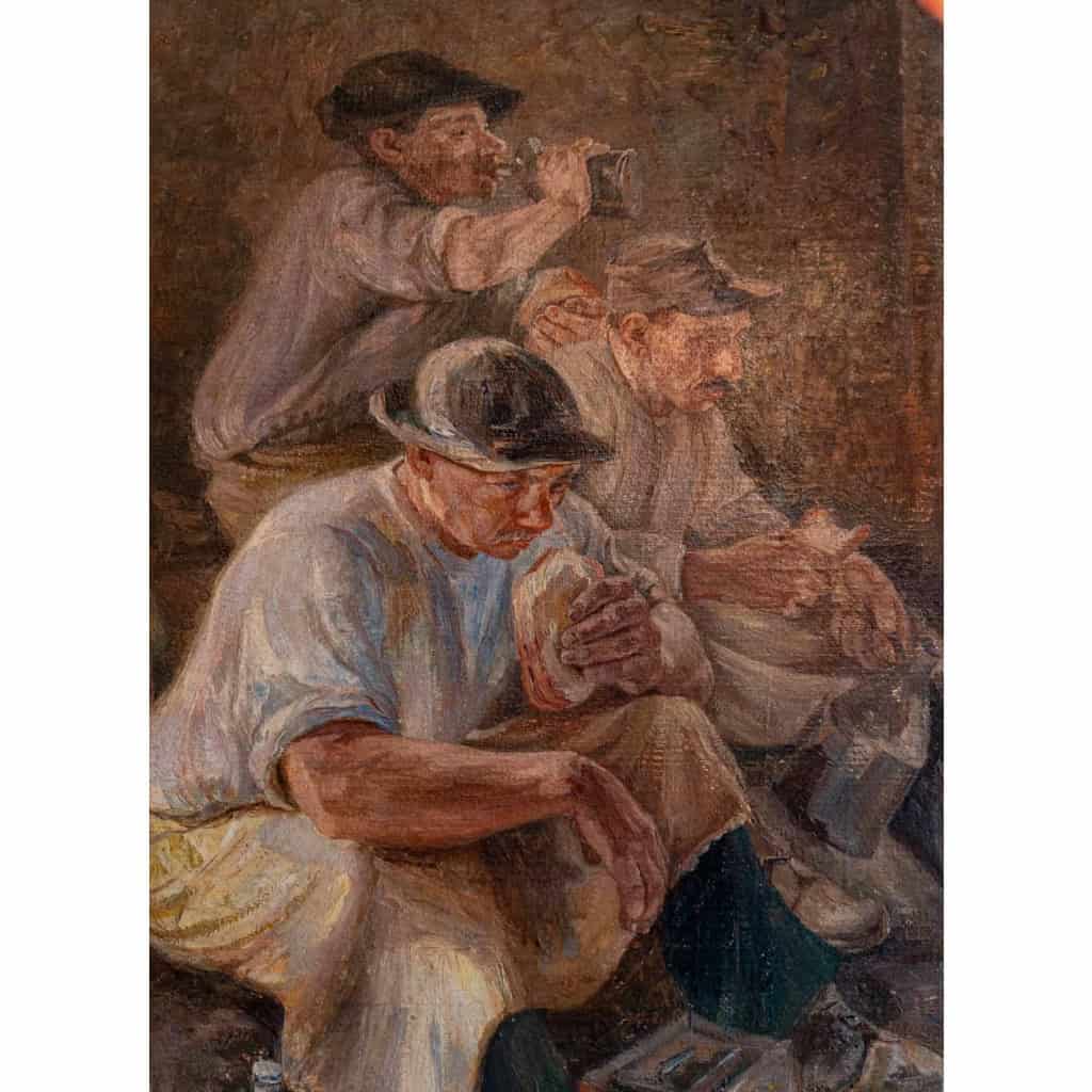 Grand tableau de JOSEPH LACASSE (1894-1975) « Le dîner des carriers au pays blanc » | Biron Grand tableau de JOSEPH LACASSE (1894-1975) "Le dîner des carriers au pays blanc"