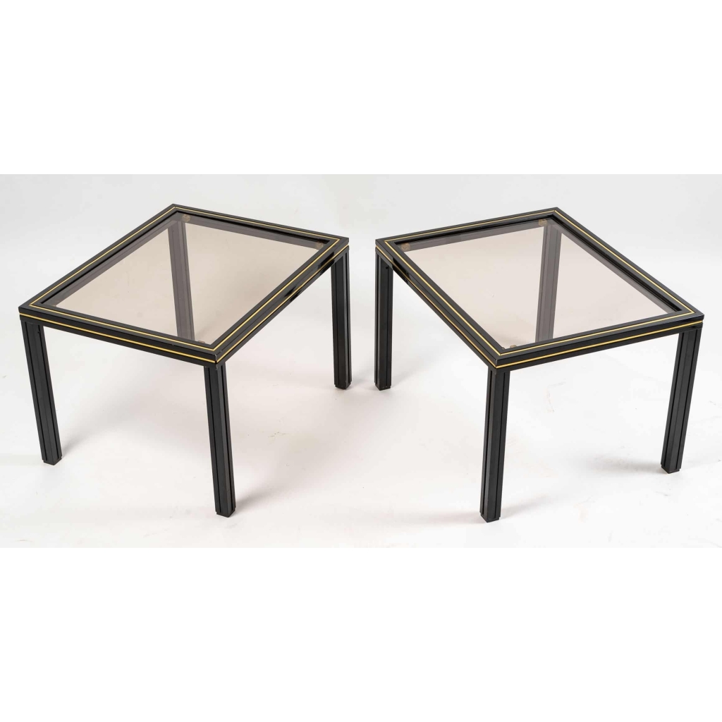 Paire de tables d’appoint, bout de canapé dans le goût de Pierre Vendel, 1970 | Biron |||||||