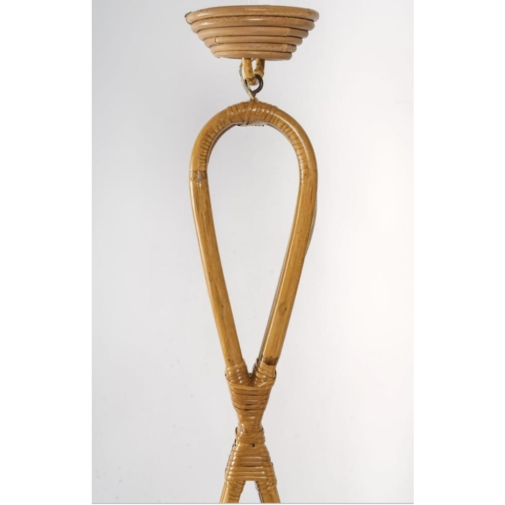 1950 lustre en rotin Louis Sognot | Biron 1950 lustre en rotin Louis Sognot