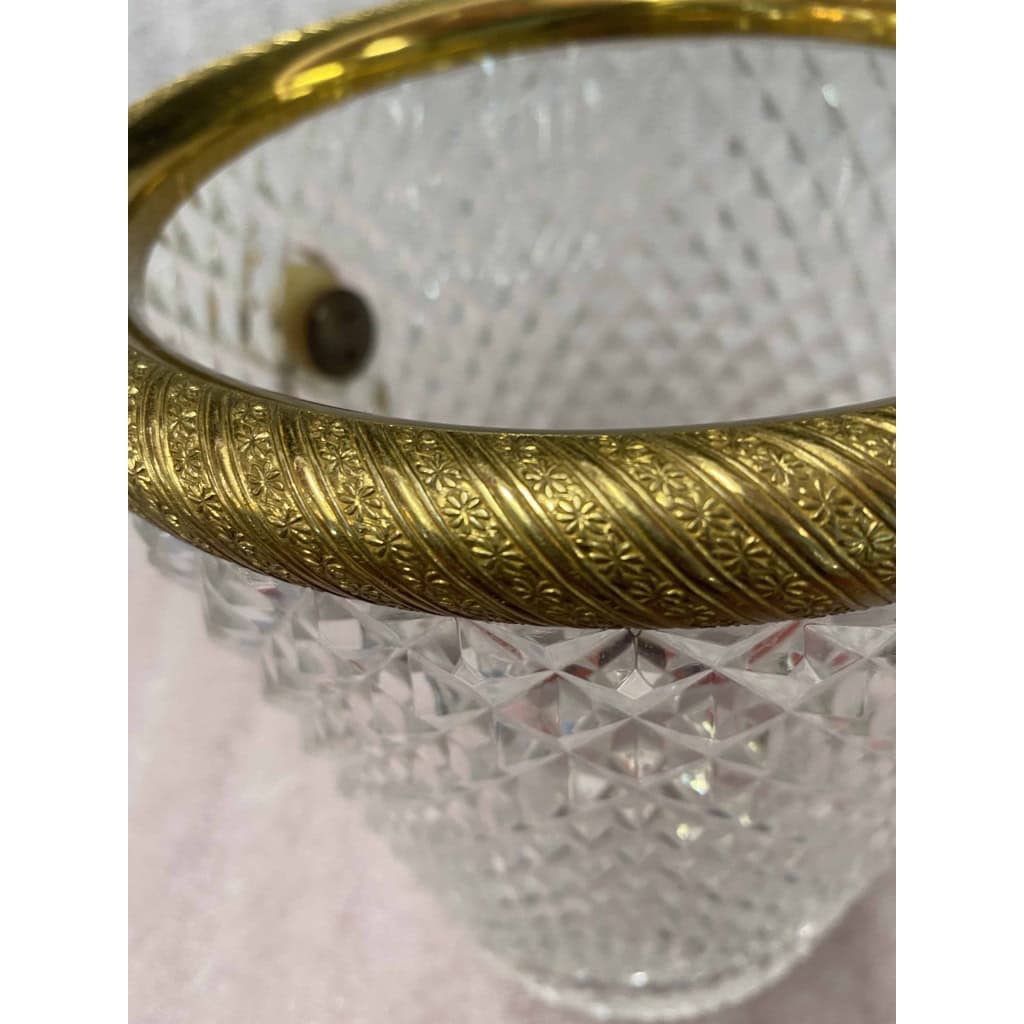 1950-70′ Seau a Champagne Cristal St Louis et Bronze Doré Aux têtes de Lion 5