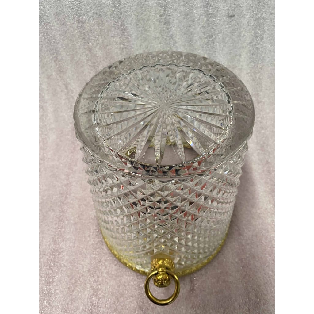 1950-70′ Seau a Champagne Cristal St Louis et Bronze Doré Aux têtes de Lion 6