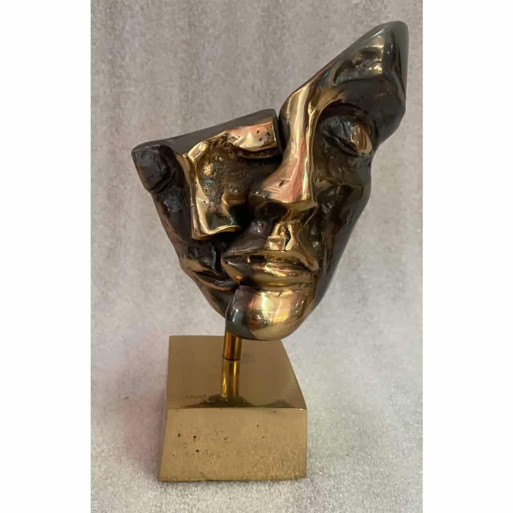 1970/80 Sculpture Aux 2 Visages Bronze Signé LOHE | Biron |||||||