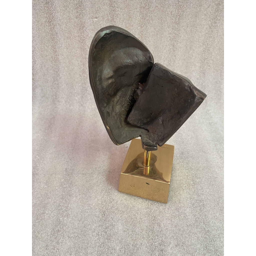 1970/80 Sculpture Aux 2 Visages Bronze Signé LOHE | Biron 1970/80 Sculpture Aux 2 Visages Bronze Signé LOHE