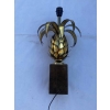 1970′ Lampe Ananas En Fer Oxydé Doré Maison Jansen H 51 Cm