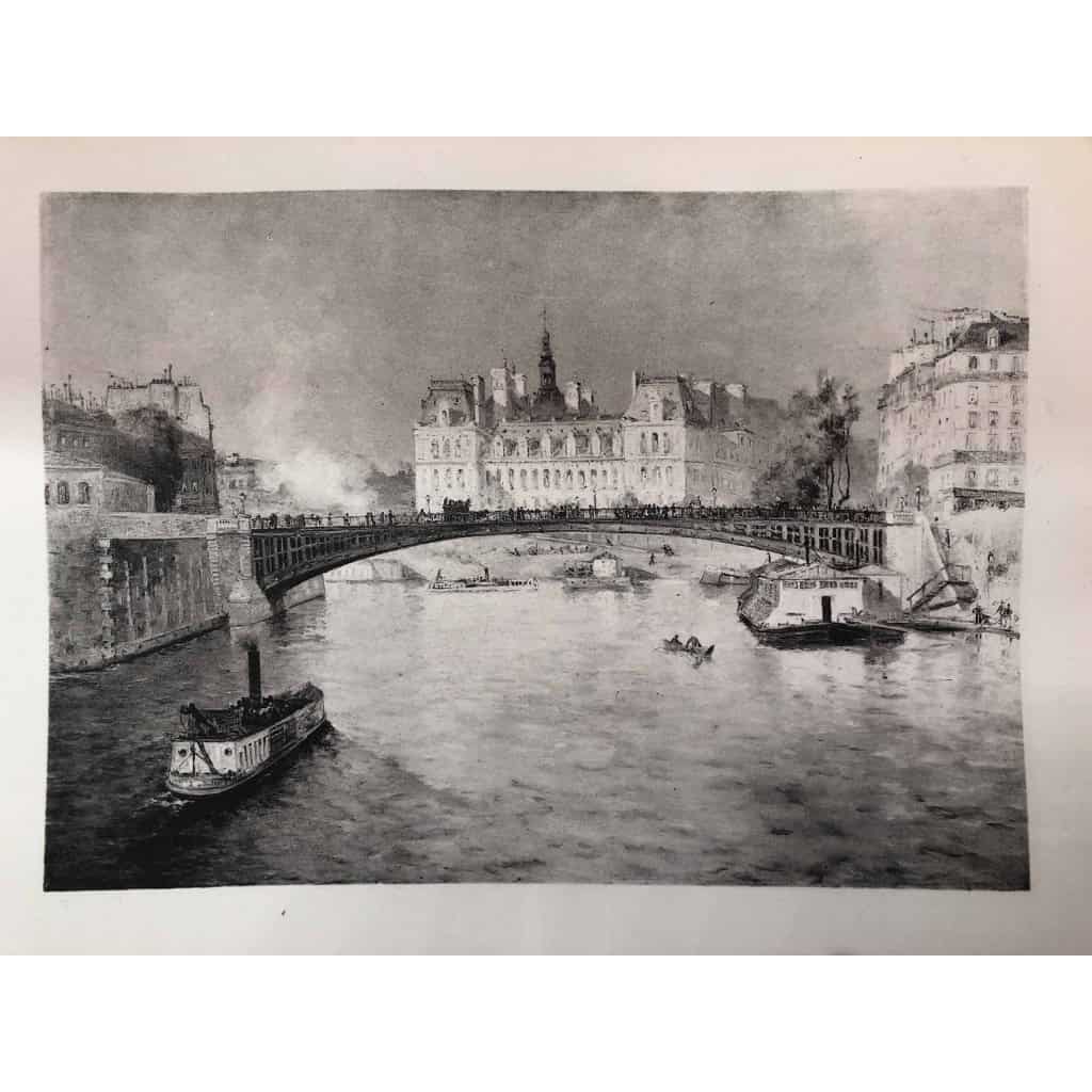 FRANK BOGGS Ecole Américaine Paris l’Hôtel de Ville vu du pont d’Arcole Huile sur toile signée | Biron FRANK BOGGS Ecole Américaine Paris l'Hôtel de Ville vu du pont d'Arcole Huile sur toile signée