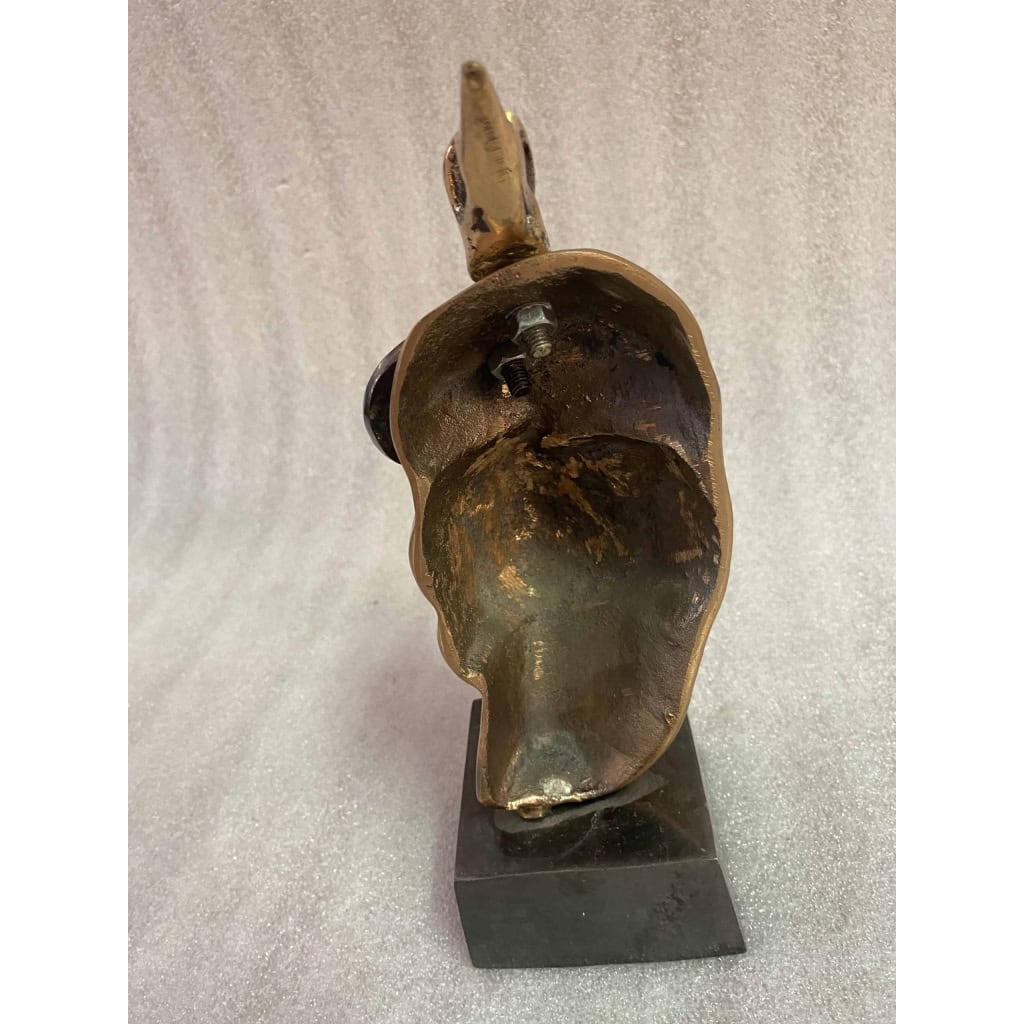 1970/80 Visage Masqué En Bronze , Sculpture Signée LOHE | Biron 1970/80 Visage Masqué En Bronze , Sculpture Signée LOHE