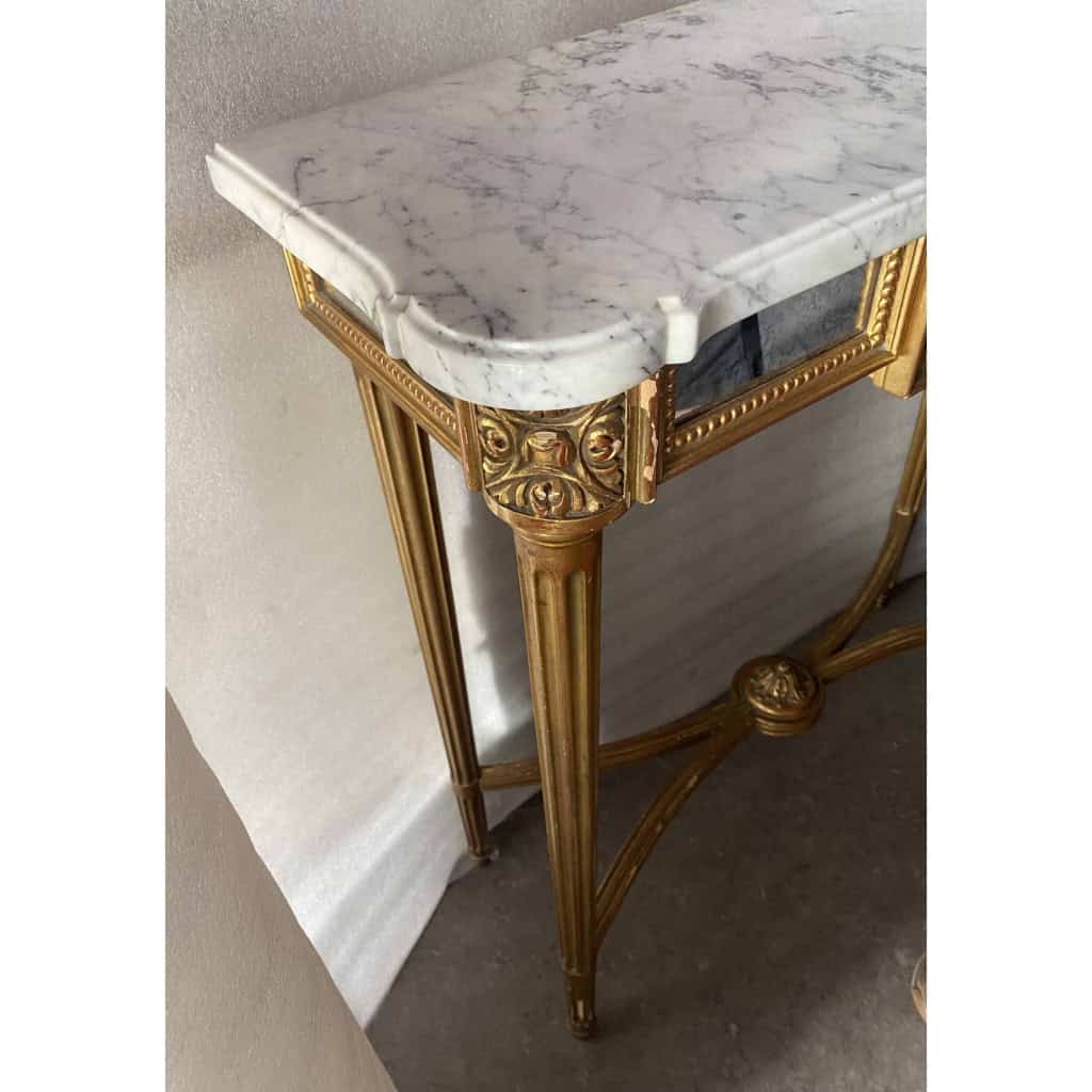 1970′ Console En Bois Doré Style Louis 16 + Miroir