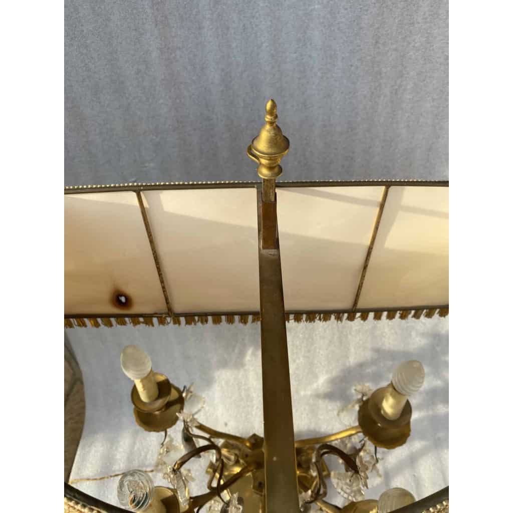 1950′ Lampe Girandole Bronze 5 Bras Pampilles H 82 cm | Biron 1950′ Lampe Girandole Bronze 5 Bras Pampilles H 82 cm