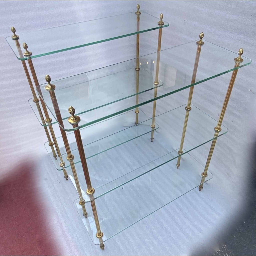 1970′ Paire D’ Étagères à 3 niveaux Maison Baguès Bronze Et Verre 72 x 26,5 X H 83,5 cm | Biron 1970′ Paire D’ Étagères à 3 niveaux Maison Baguès Bronze Et Verre 72 x 26,5 X H 83,5 cm