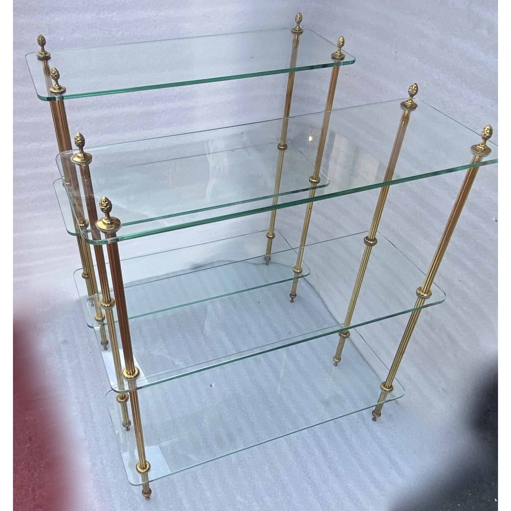 1970′ Paire D’ Étagères à 3 niveaux Maison Baguès Bronze Et Verre 72 x 26,5 X H 83,5 cm | Biron 1970′ Paire D’ Étagères à 3 niveaux Maison Baguès Bronze Et Verre 72 x 26,5 X H 83,5 cm