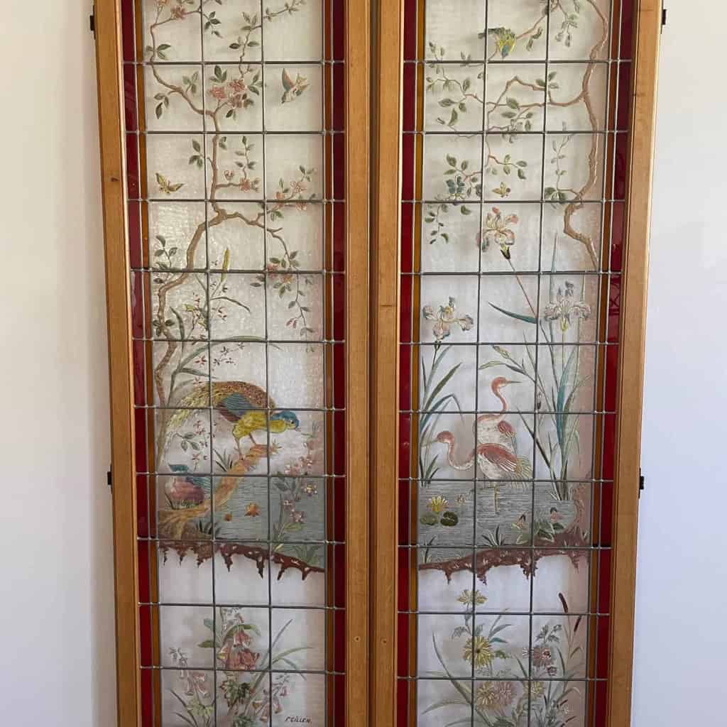 Vitrail vitraux Paon et flamands roses | Biron Vitrail vitraux Paon et flamands roses