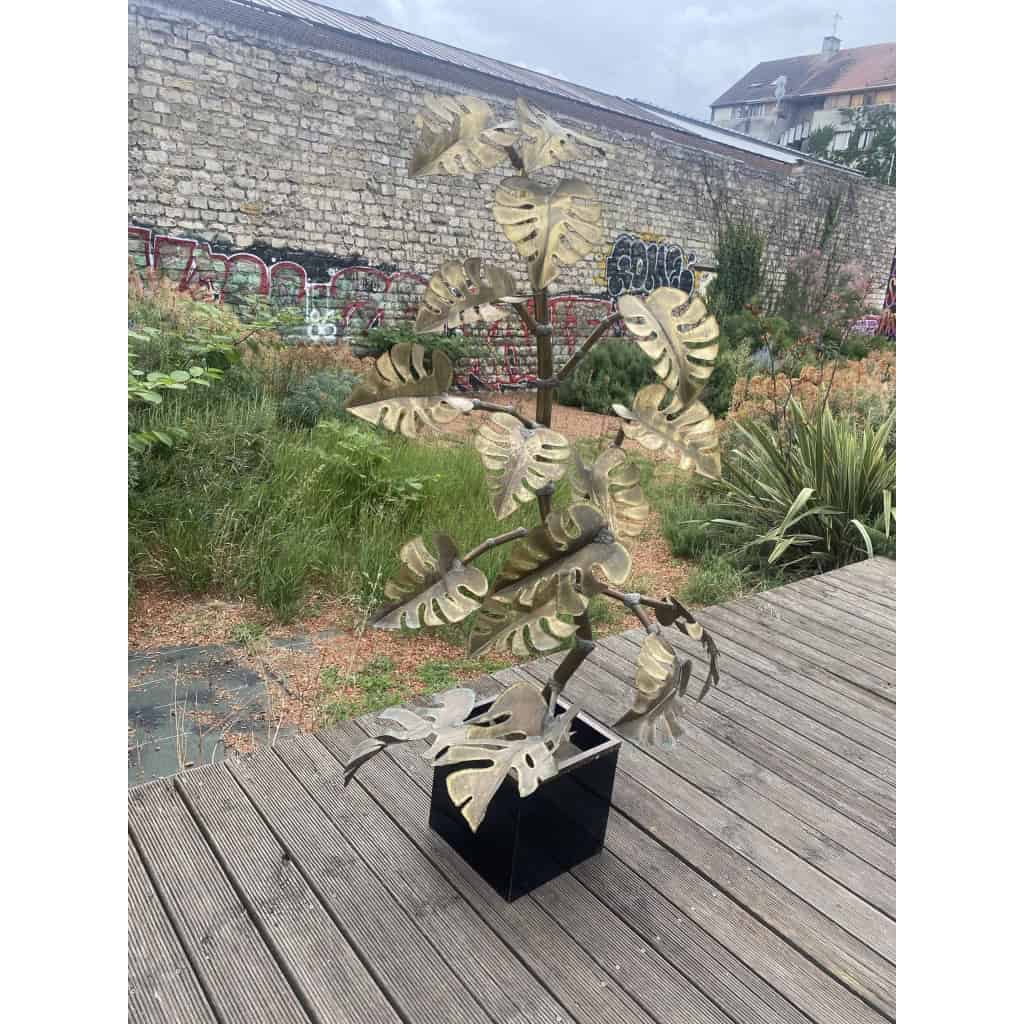 1970′ Sculpture Végétale,Philodendron Par Teychoueres Pour Maison Jansen Paris 205 H X Ø 100 cm | Biron |||||||||||
