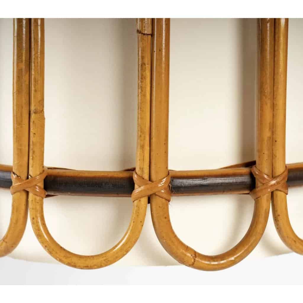 1960, Suspension ronde en rotin inspirée par les pays du Soleil Levant | Biron 1960, Suspension ronde en rotin inspirée par les pays du Soleil Levant