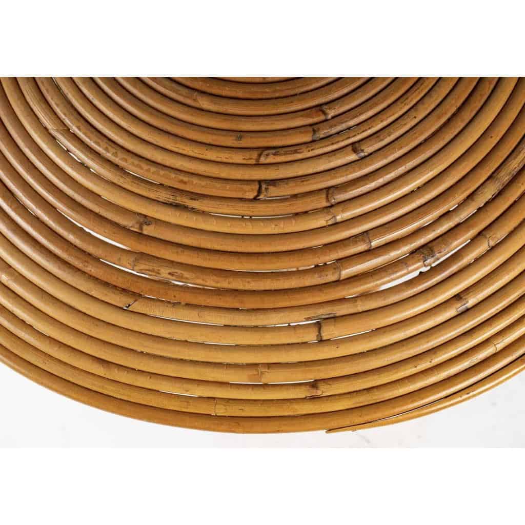 1960, Suspension ronde en rotin inspirée par les pays du Soleil Levant | Biron 1960, Suspension ronde en rotin inspirée par les pays du Soleil Levant