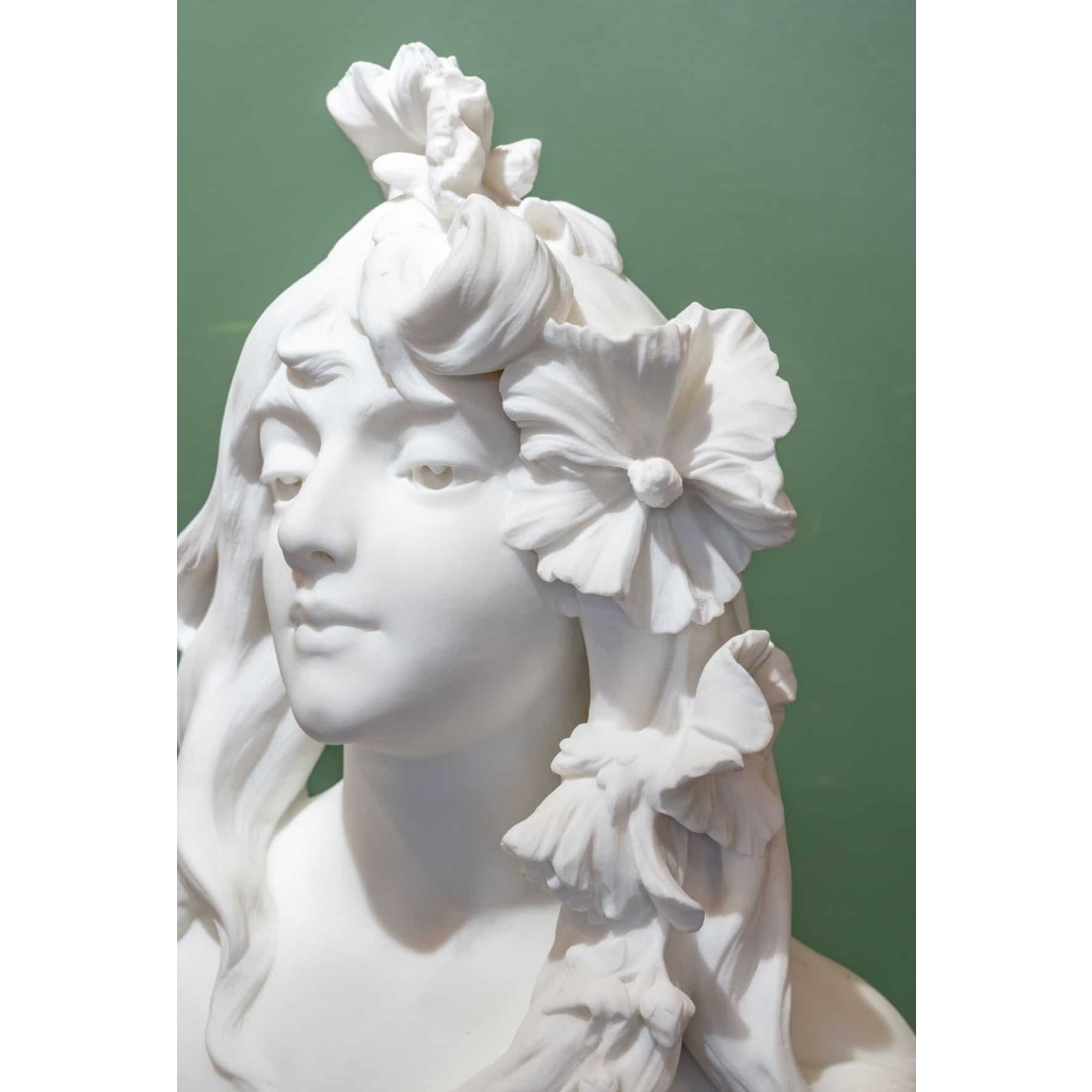 Buste En Marbre De Carrare. Floreal Signé Jean Foretay 1861-1944 | Biron Buste En Marbre De Carrare. Floreal Signé Jean Foretay 1861-1944