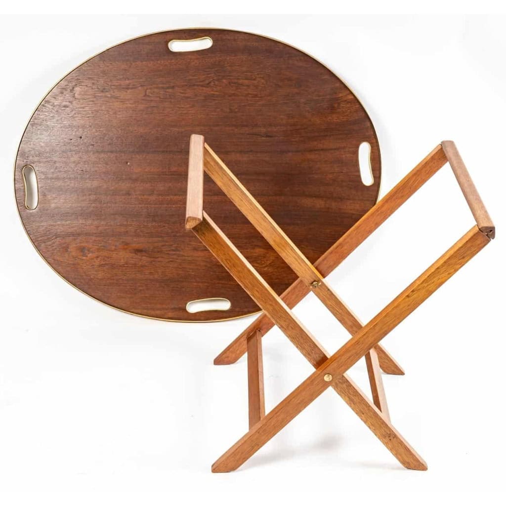 Table basse de bateau avec son plateau amovible en acajou et laiton, XXème siècle | Biron Table basse de bateau avec son plateau amovible en acajou et laiton, XXème siècle
