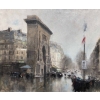HERVE Jules Tableau Impressionniste 20è Paris Porte St Martin Grands Boulevards Huile sur toile Signée