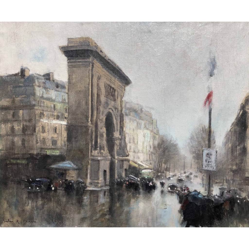 HERVE Jules Tableau Impressionniste 20è Paris Porte St Martin Grands Boulevards Huile sur toile Signée