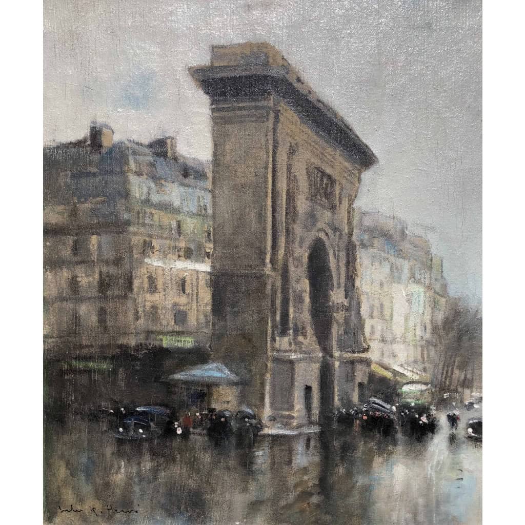 HERVE Jules Tableau Impressionniste 20è Paris Porte St Martin Grands Boulevards Huile sur toile Signée