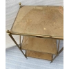 1970′ Étagère en Laiton à 3 Niveaux Maison Baguès Plateaux Cuir Vintage 32 X 40 H 86 cm 16