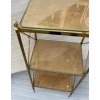 1970′ Étagère en Laiton à 3 Niveaux Maison Baguès Plateaux Cuir Vintage 32 X 40 H 86 cm 17