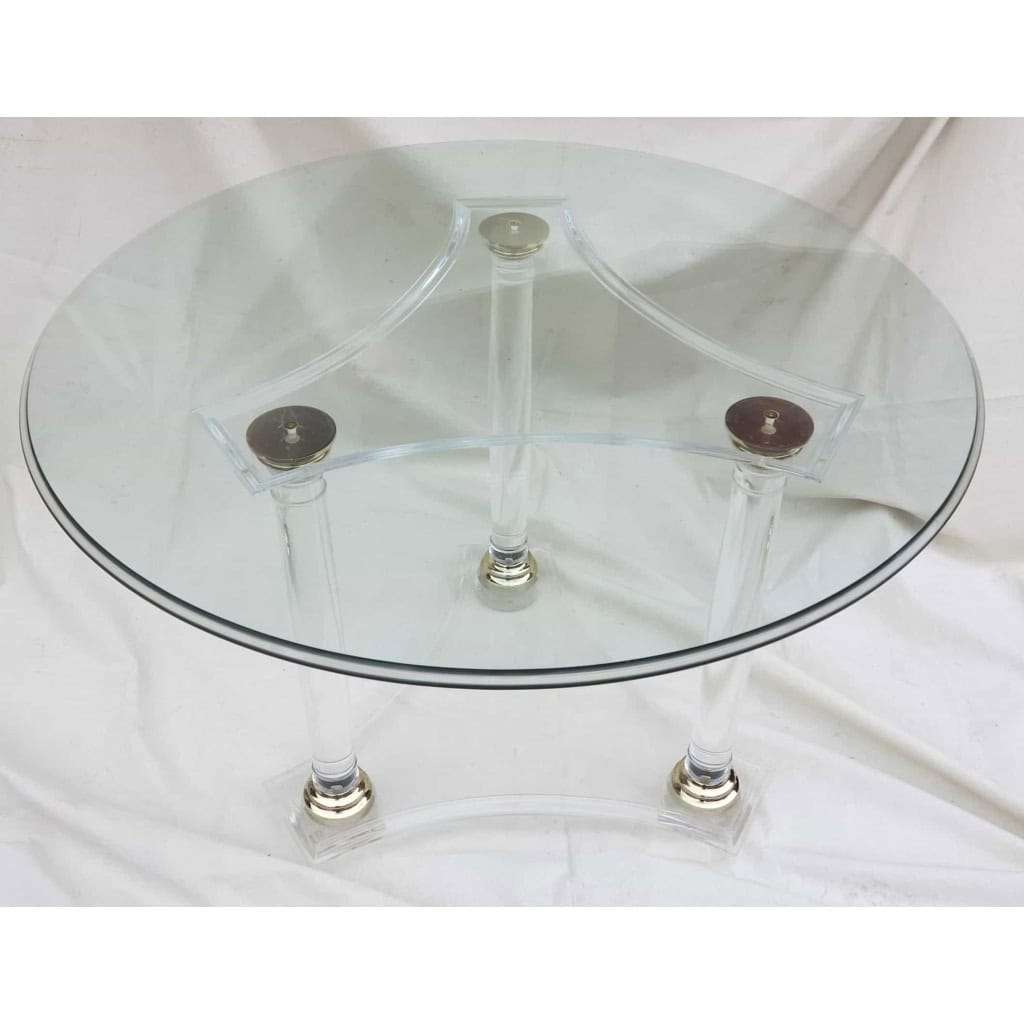 1970′ Table Ronde Altuglas et Cabochons Dorés | Biron |||||||