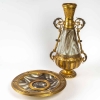 Pièce de centre en bronze et opaline