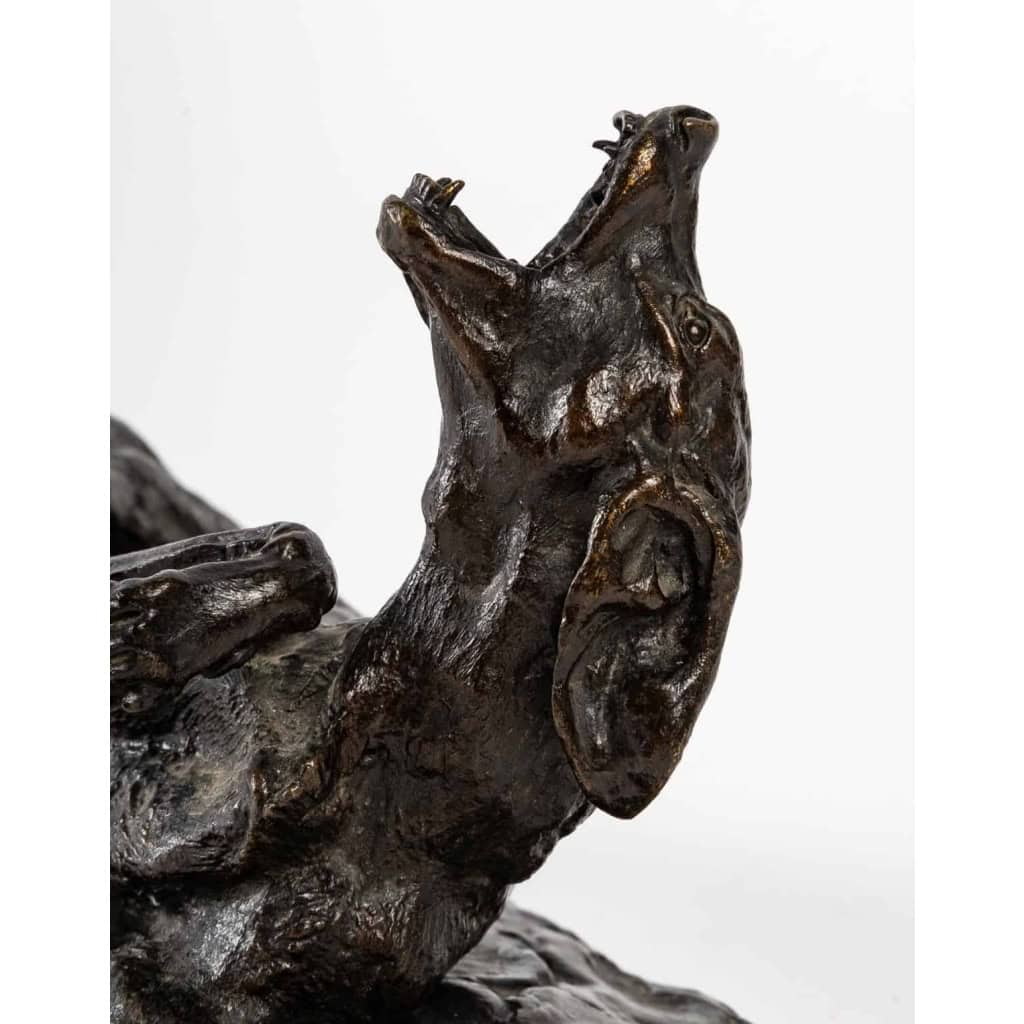 Chien de chasse, Bronze signé PJ MENE, XIXème siècle