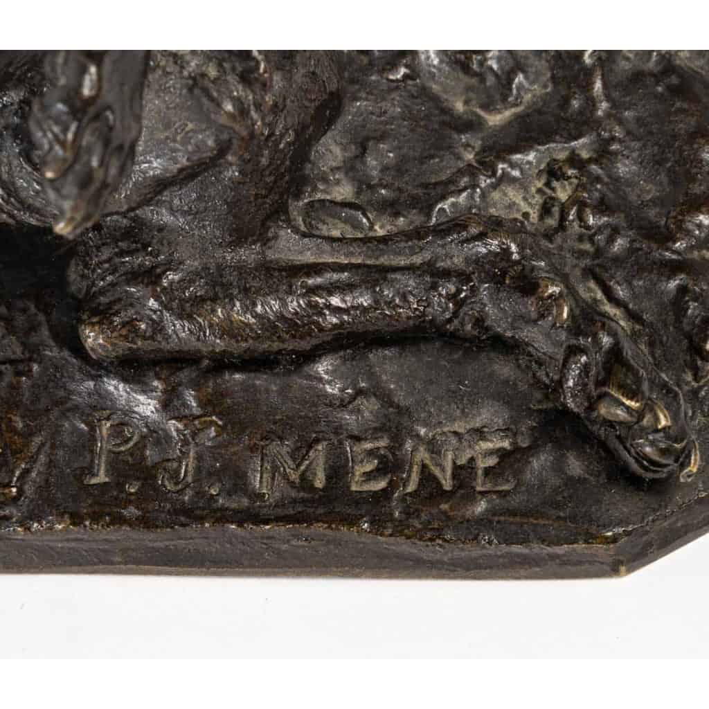 Chien de chasse, Bronze signé PJ MENE, XIXème siècle