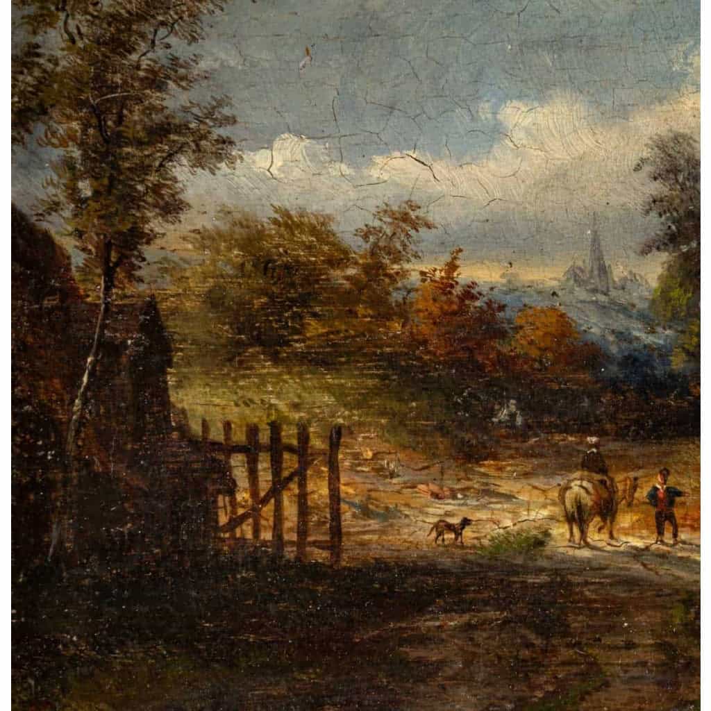 Huile sur panneau en chêne, école hollandaise début XVIIIème siècle | Biron Huile sur panneau en chêne, école hollandaise début XVIIIème siècle
