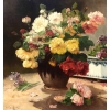 CAUCHOIX Eugène Bouquet de roses et sa jardinière huile sur toile signée Certificat d’authenticité | Biron CAUCHOIX Eugène Bouquet de roses et sa jardinière huile sur toile signée