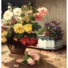 CAUCHOIX Eugène Bouquet de roses et sa jardinière huile sur toile signée Certificat d’authenticité | Biron CAUCHOIX Eugène Bouquet de roses et sa jardinière huile sur toile signée