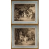 Paire de grands dessins au lavis et rehauts de gouache blanche par Jules David | Biron |||||||||||||