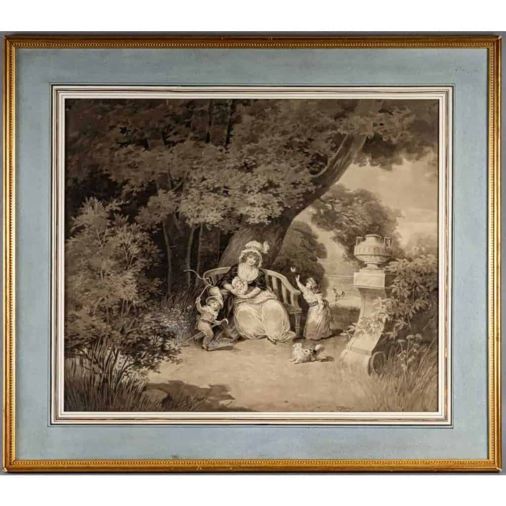 Paire de grands dessins au lavis et rehauts de gouache blanche par Jules David | Biron Paire de grands dessins au lavis et rehauts de gouache blanche par Jules David