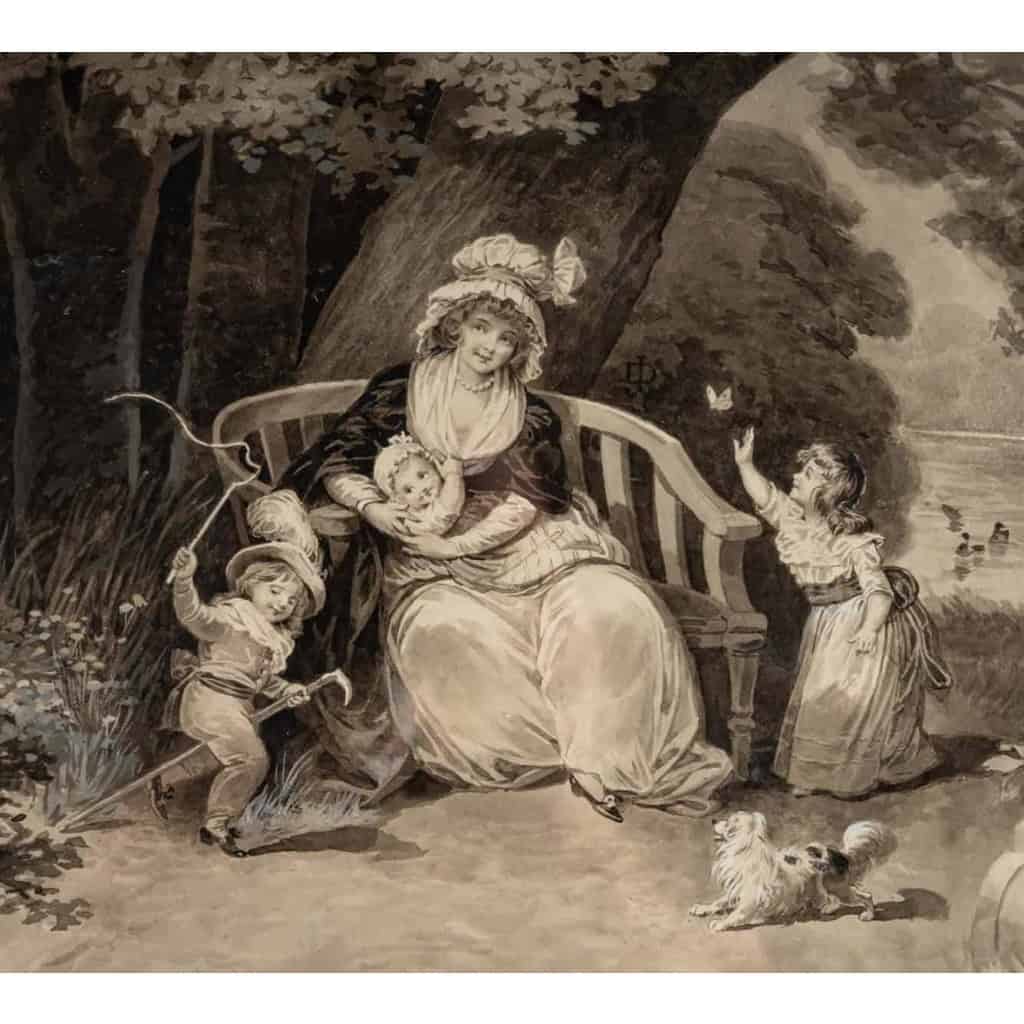 Paire de grands dessins au lavis et rehauts de gouache blanche par Jules David | Biron Paire de grands dessins au lavis et rehauts de gouache blanche par Jules David