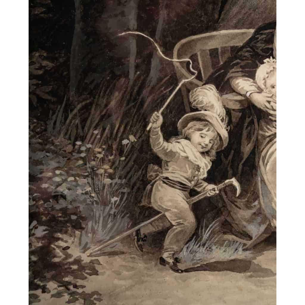 Paire de grands dessins au lavis et rehauts de gouache blanche par Jules David | Biron Paire de grands dessins au lavis et rehauts de gouache blanche par Jules David