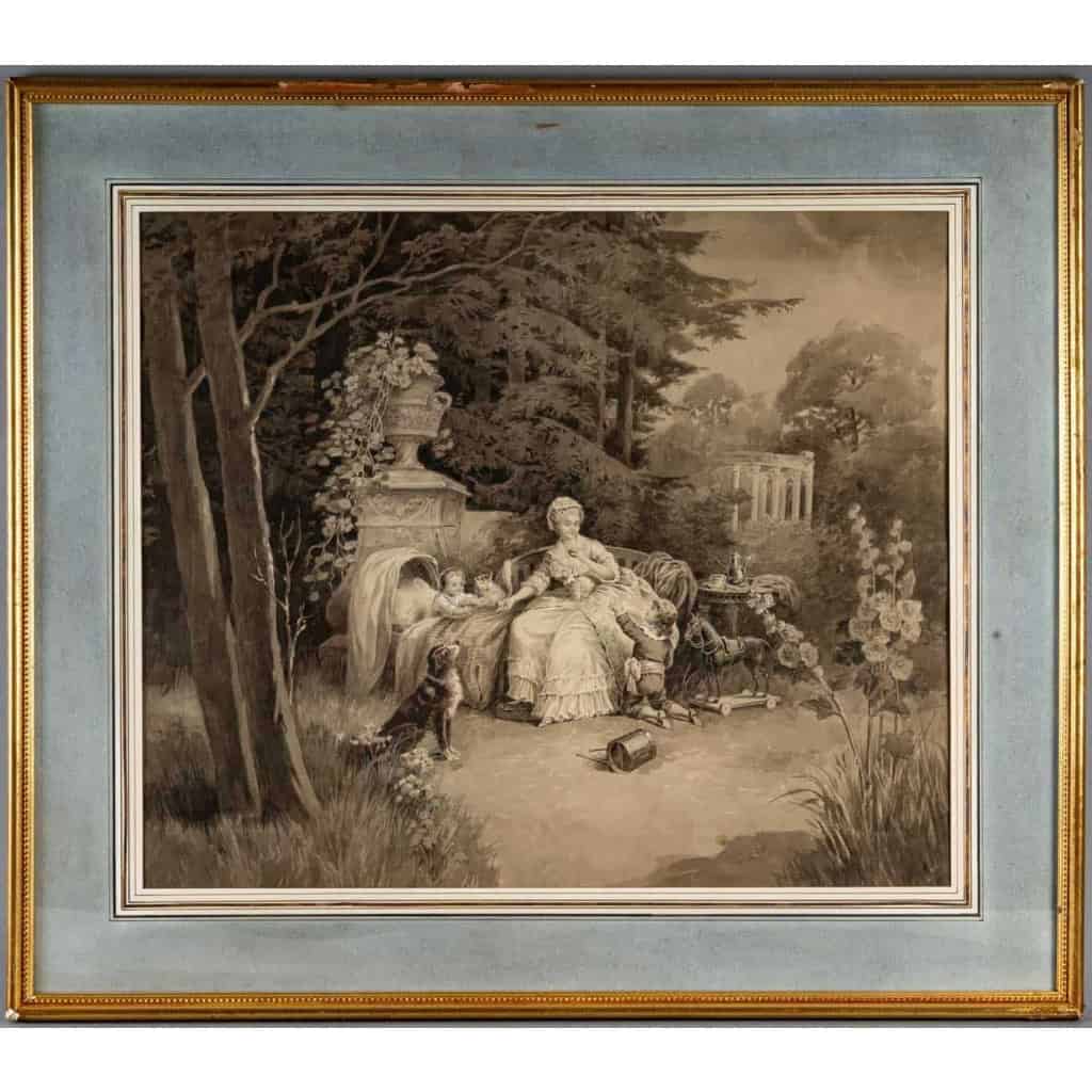 Paire de grands dessins au lavis et rehauts de gouache blanche par Jules David | Biron Paire de grands dessins au lavis et rehauts de gouache blanche par Jules David