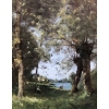 TROUILLEBERT Paul Desire Tableau 19è Ecole De Barbizon Lavandières au bord du fleuve Huile sur Toile signée