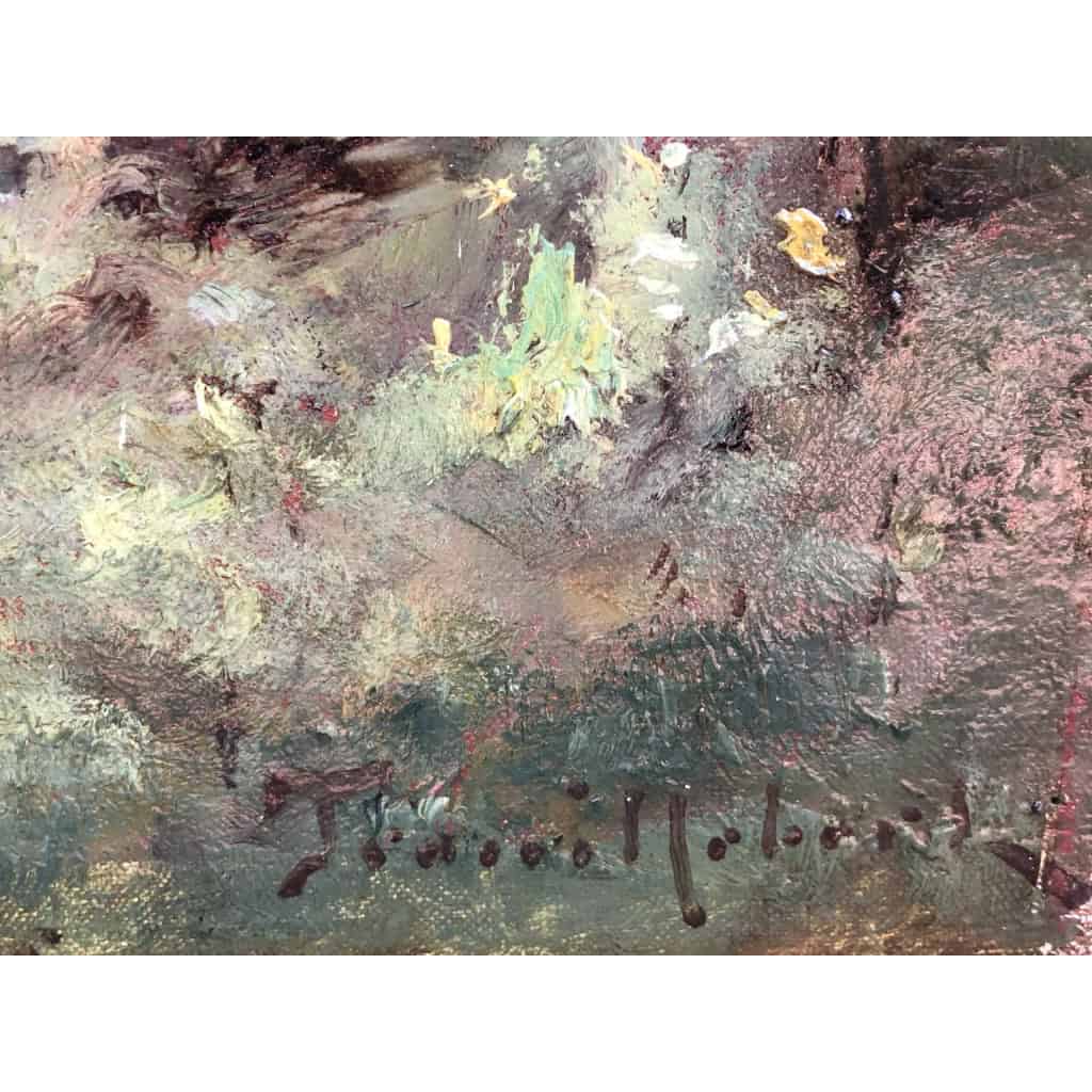 TROUILLEBERT Paul Desire Tableau 19è Ecole De Barbizon Lavandières au bord du fleuve Huile sur Toile signée