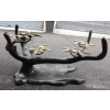 1950/70 Table Basse au Bonzaï sur Dune de Sable en Bronze Doré et Patiné Daro ou Duval Brasseur