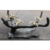 1950/70 Table Basse au Bonzaï sur Dune de Sable en Bronze Doré et Patiné Daro ou Duval Brasseur