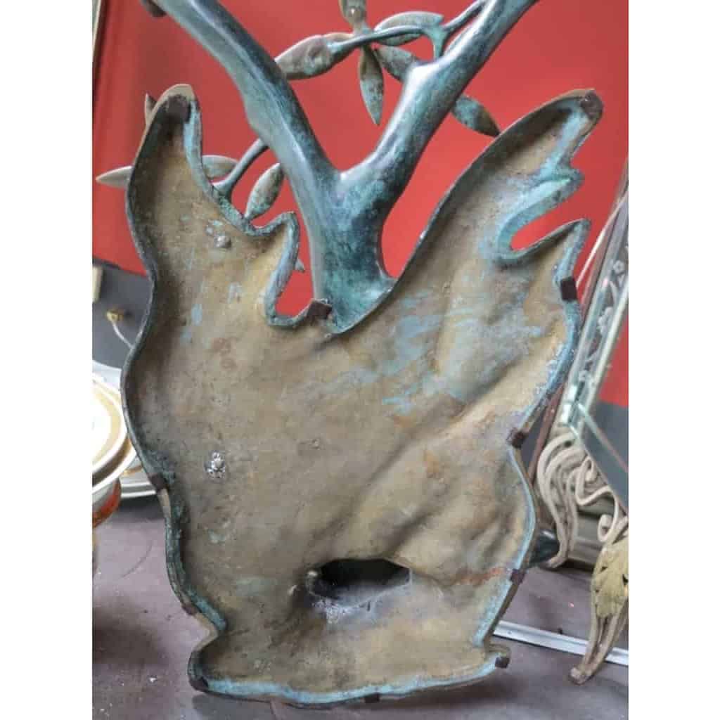 1950/70 Table Basse au Bonzaï sur Dune de Sable en Bronze Doré et Patiné Daro ou Duval Brasseur