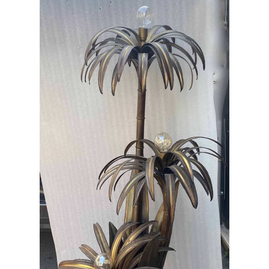 1970′ Lampadaire Palmier, en Laiton Par Barbier, Maison Jansen 3 Têtes Style Brutaliste H: 170 cm | Biron 1970′ Lampadaire Palmier, en Laiton Par Barbier, Maison Jansen 3 Têtes Style Brutaliste H: 170 cm