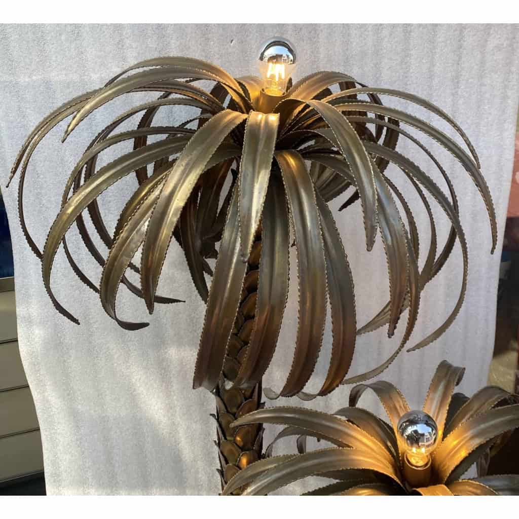 1970′ Lampadaire Palmier, en Laiton Par Barbier, Maison Jansen 3 Têtes Style Brutaliste H: 170 cm | Biron 1970′ Lampadaire Palmier, en Laiton Par Barbier, Maison Jansen 3 Têtes Style Brutaliste H: 170 cm