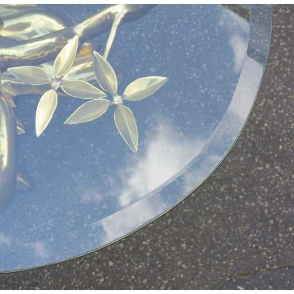 1950/70 Table Basse au Bonzaï sur Dune de Sable en Bronze Doré Willy Daro ou Duval Brasseur