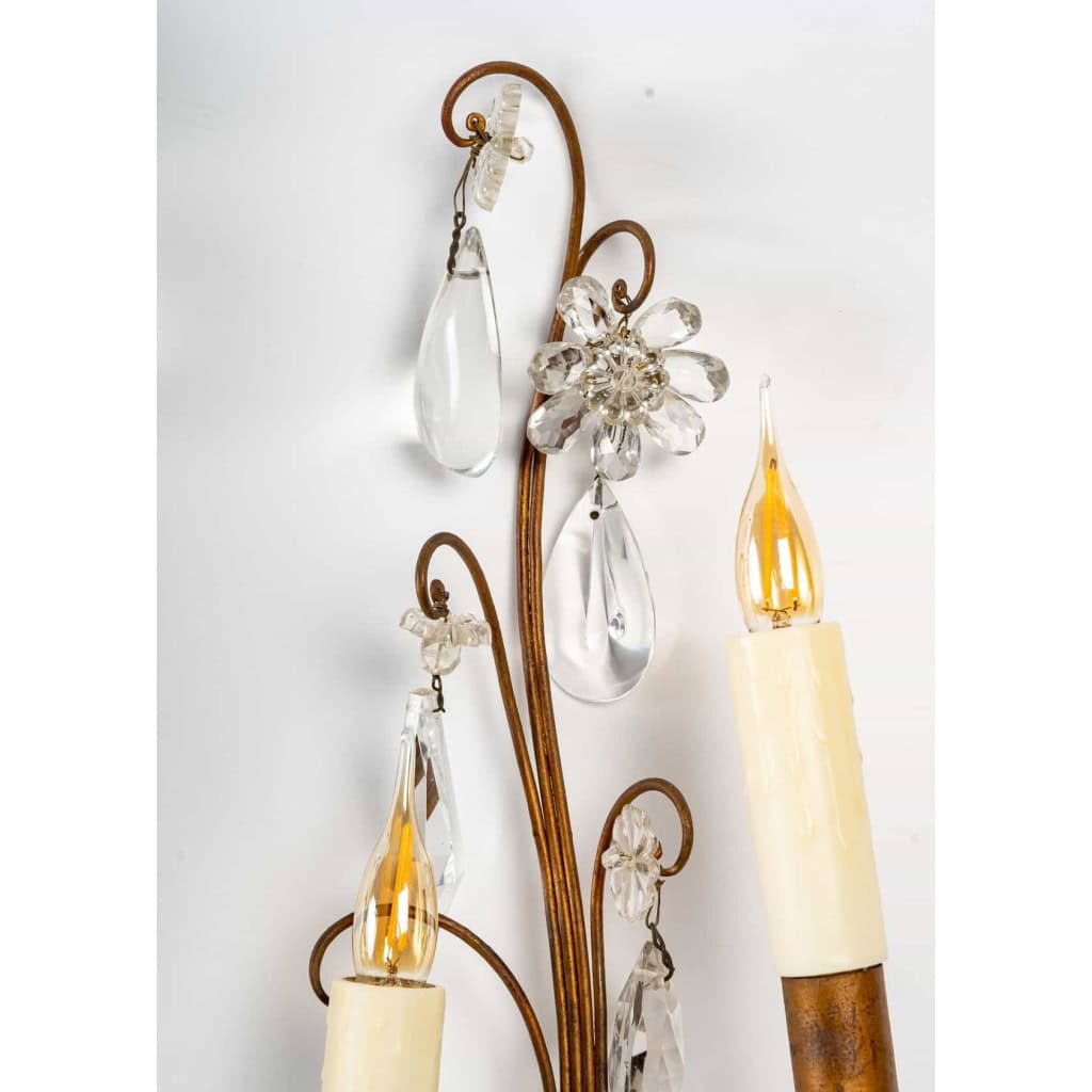 Paire d’appliques en métal doré de la maison Baguès, Milieu XXème siècle | Biron Paire d'appliques en métal doré de la maison Baguès, Milieu XXème siècle