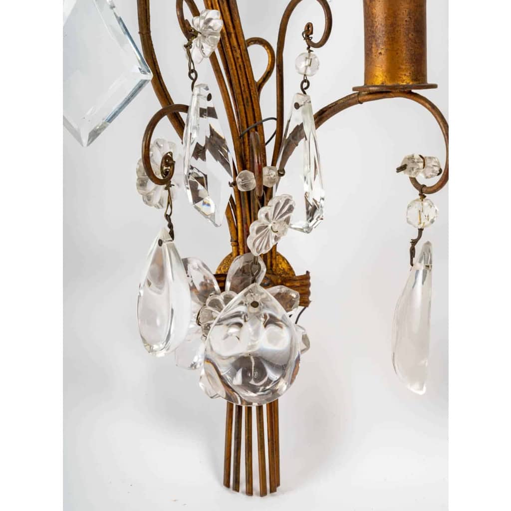Paire d’appliques en métal doré de la maison Baguès, Milieu XXème siècle | Biron Paire d'appliques en métal doré de la maison Baguès, Milieu XXème siècle